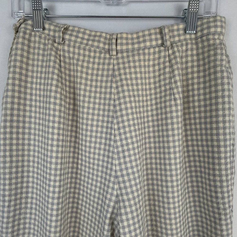Christian Dior Trousers Womens 12 Gray Gingham Wool Pleated High Rise Vintage - Picture 12 of 14